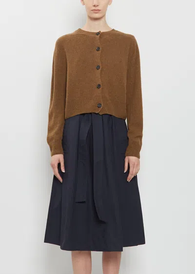 Margaret Howell Cropped Merino Wool Cashmere Cardigan In Brown