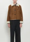 Margaret Howell Cropped Shearling Jacket In Brown