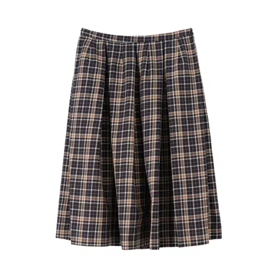 Pre-owned Margaret Howell Darted Full Skirt 'navy/ecru/mineral' | Blue | Women's Size 6