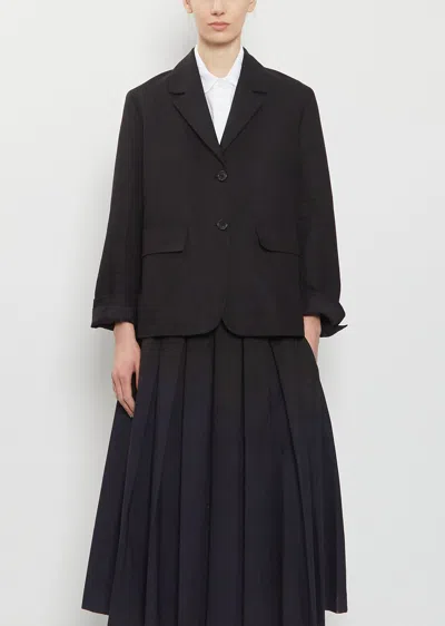 Margaret Howell Flap Pocket Linen Blazer In Black