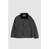 MARGARET HOWELL HIGH COLLAR JACKET COMPACT COTTON CANVAS CHARCOAL