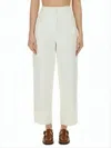 Margaret Howell High-waist Straight-leg Pants With Cuffed Hem In White