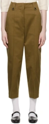 Margaret Howell Khaki Cropped Trousers In Dark Stone
