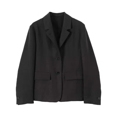 Pre-owned Margaret Howell Linen Flap Pocket Blazer 'black' | Women's Size 10