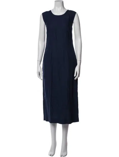 Pre-owned Margaret Howell Linen Midi Length Dress In Blue