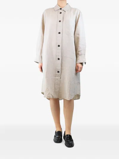 Pre-owned Margaret Howell Linen Midi Shirt Dress In Neutral