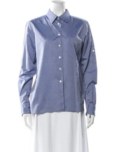 Pre-owned Margaret Howell Long Sleeve Button-up Top In Blue