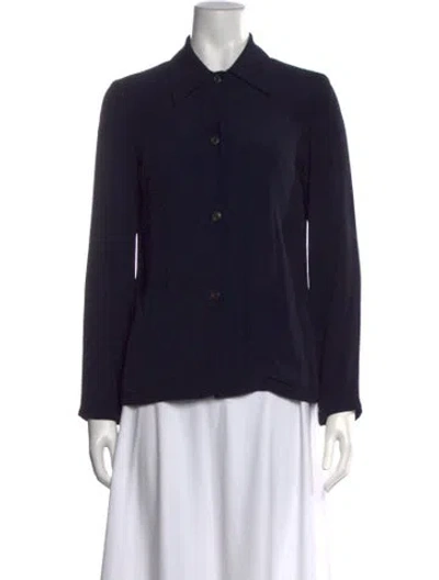 Pre-owned Margaret Howell Long Sleeve Button-up Top In Blue