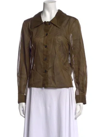 Pre-owned Margaret Howell Long Sleeve Button-up Top In Brown