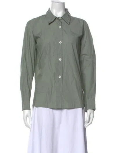 Pre-owned Margaret Howell Long Sleeve Button-up Top In Green