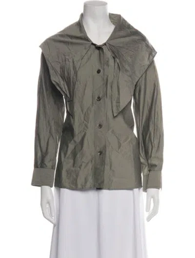 Pre-owned Margaret Howell Long Sleeve Button-up Top In Green