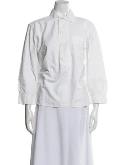 Pre-owned Margaret Howell Long Sleeve Button-up Top In White