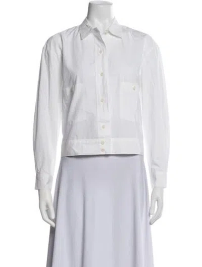Pre-owned Margaret Howell Long Sleeve Button-up Top In White