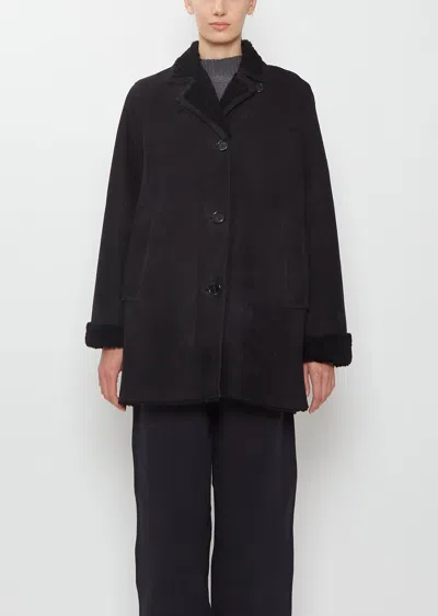 Margaret Howell Merino Shearing Car Coat In Black