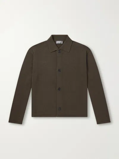 Margaret Howell Merino Wool Cardigan In Green