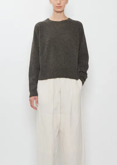 Margaret Howell Merino Wool Cashmere Classic Sweater In Khaki / Charcoal Twist