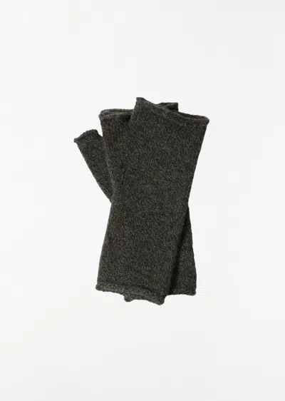Margaret Howell Merino Wool Cashmere Fingerless Mitten In Khaki / Charcoal Twist