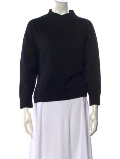 Pre-owned Margaret Howell Merino Wool Mock Neck Sweater In Black