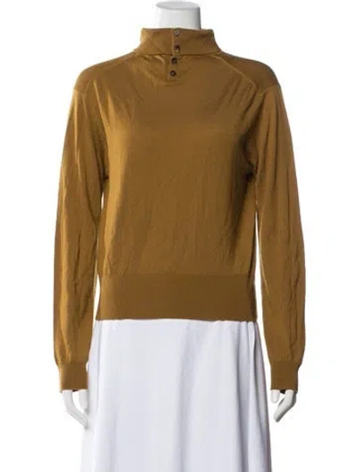 Pre-owned Margaret Howell Merino Wool Mock Neck Top In Brown