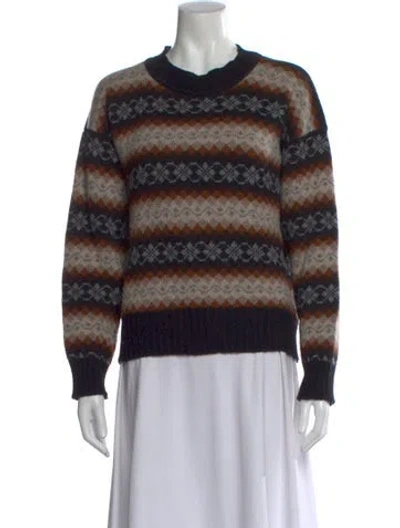 Pre-owned Margaret Howell Merino Wool Striped Sweater In Black