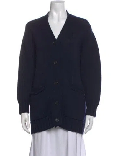 Pre-owned Margaret Howell Merino Wool V-neck Sweater In Black