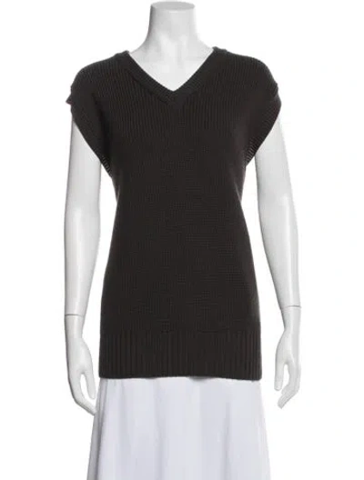 Pre-owned Margaret Howell Merino Wool V-neck Sweater In Gray