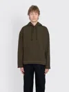 Margaret Howell Mhl Button Hoodie Open End Jersey In Green