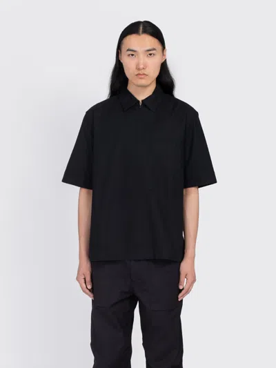 Margaret Howell Mhl Half Zip Pull On Shirt In Black