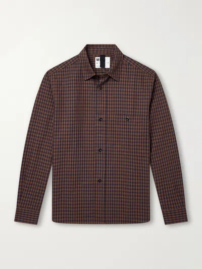 Margaret Howell Mhl. Overall Checked Cotton And Linen-blend Shirt In Brown