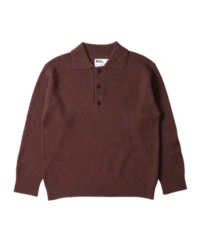 Margaret Howell Mhl. Oversized Knitted Polo In Burgundy