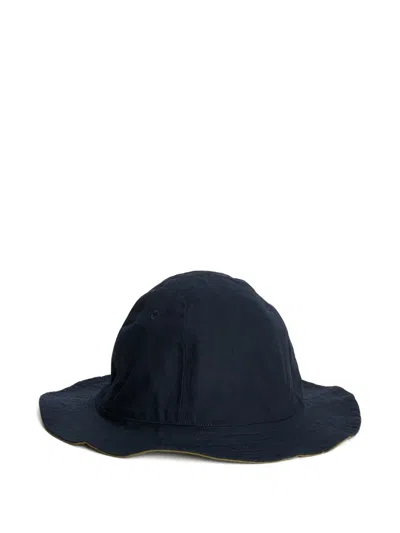Margaret Howell Reversible Coarse-yarn Bucket Hat In Blue
