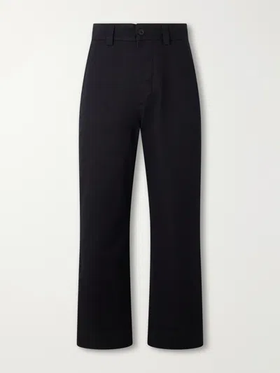 Margaret Howell Mhl. Simple Straight-leg Cotton-drill Trousers In Black