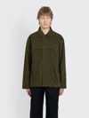 Margaret Howell Mhl. Storm Flap Shirt Brushed Cotton Twill In Green