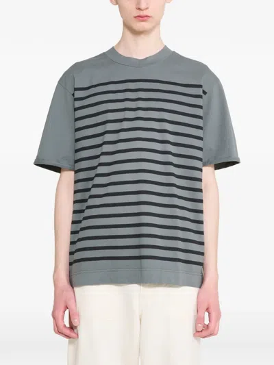 Margaret Howell Overdye Stripe T-shirt In Gray