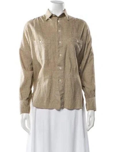 Pre-owned Margaret Howell Plaid Print Long Sleeve Button-up Top In Neutral