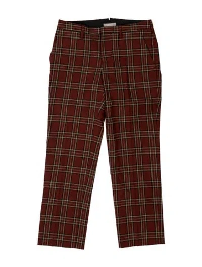 Pre-owned Margaret Howell Plaid Print Straight Leg Pants In Brown