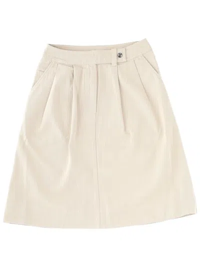 Margaret Howell Pleated A-line Skirt In White