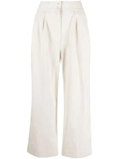 Margaret Howell Pleated Cotton Wide-leg Trousers In Nude