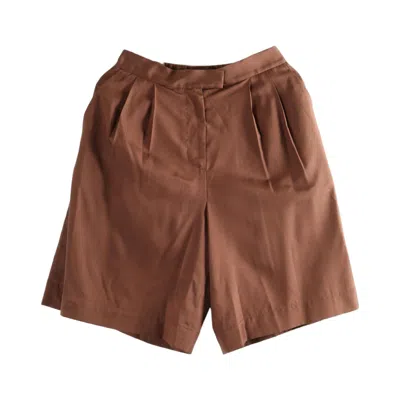 Pre-owned Margaret Howell Pleated Long Shorts 'rich Brown' | Women's Size 10