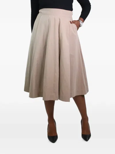 Pre-owned Margaret Howell Pleated Midi Skirt In Neutral