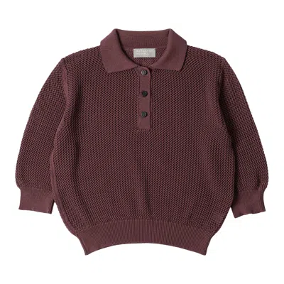 Pre-owned Margaret Howell Pointelle Polo Shirt 'dark Clay' | Brown | Women's Size 10