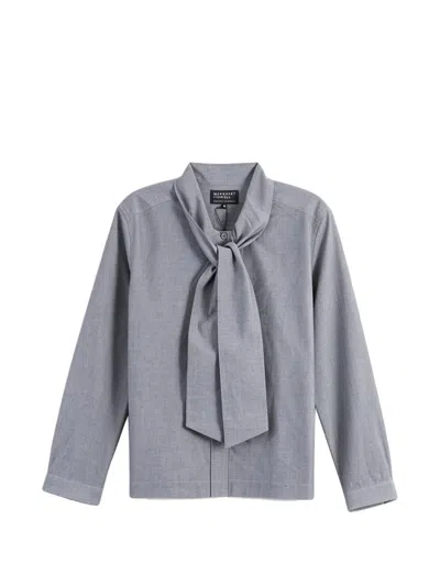 Margaret Howell Pussy-bow Long-sleeve Shirt In Gray