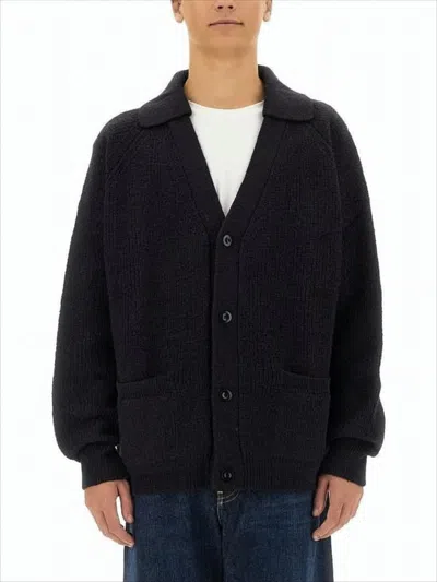 Margaret Howell Relaxed Fit Knitted Cardigan With Button-down Front In Black