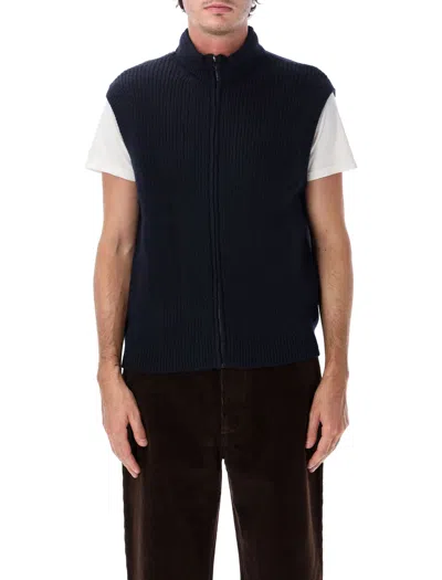 Margaret Howell Relaxed Fit Merino Gilet With Lambswool Lining In Blue