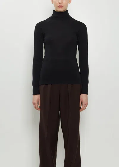 Margaret Howell Ribbed Wool High Neck Jumper In Black