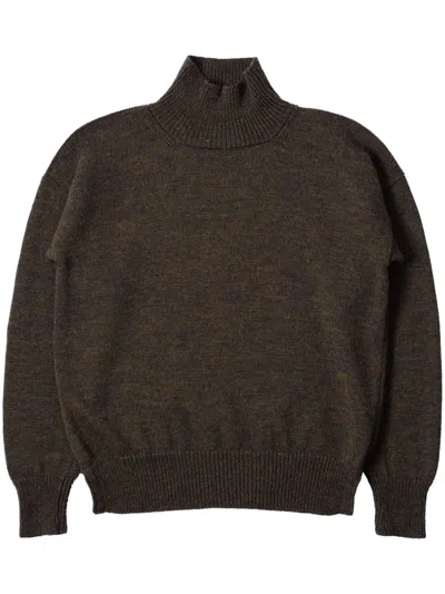 Margaret Howell Roll-neck Merino Sweater In Brown