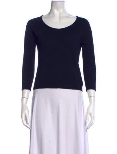 Pre-owned Margaret Howell Scoop Neck Three-quarter Sleeve Top In Blue