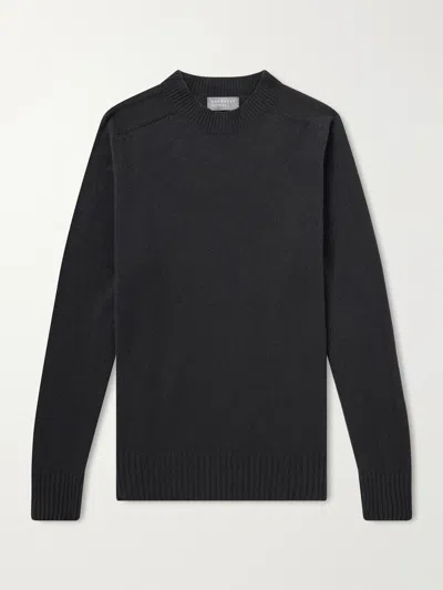 Margaret Howell Seamless Merino Wool And Cashmere-blend Sweater In Black