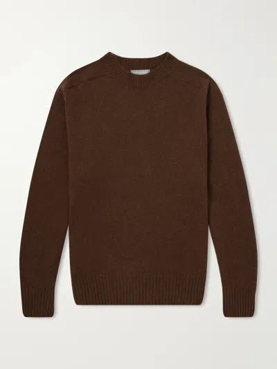 Margaret Howell Seamless Merino Wool And Cashmere-blend Sweater In Brown