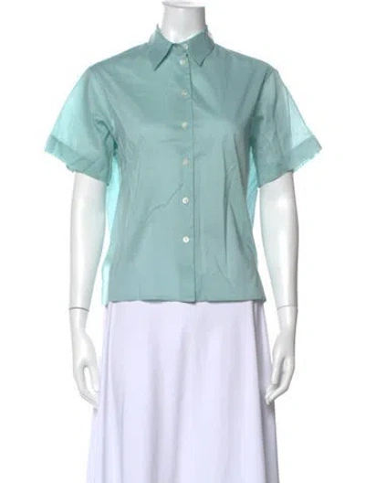 Pre-owned Margaret Howell Short Sleeve Button-up Top In Green